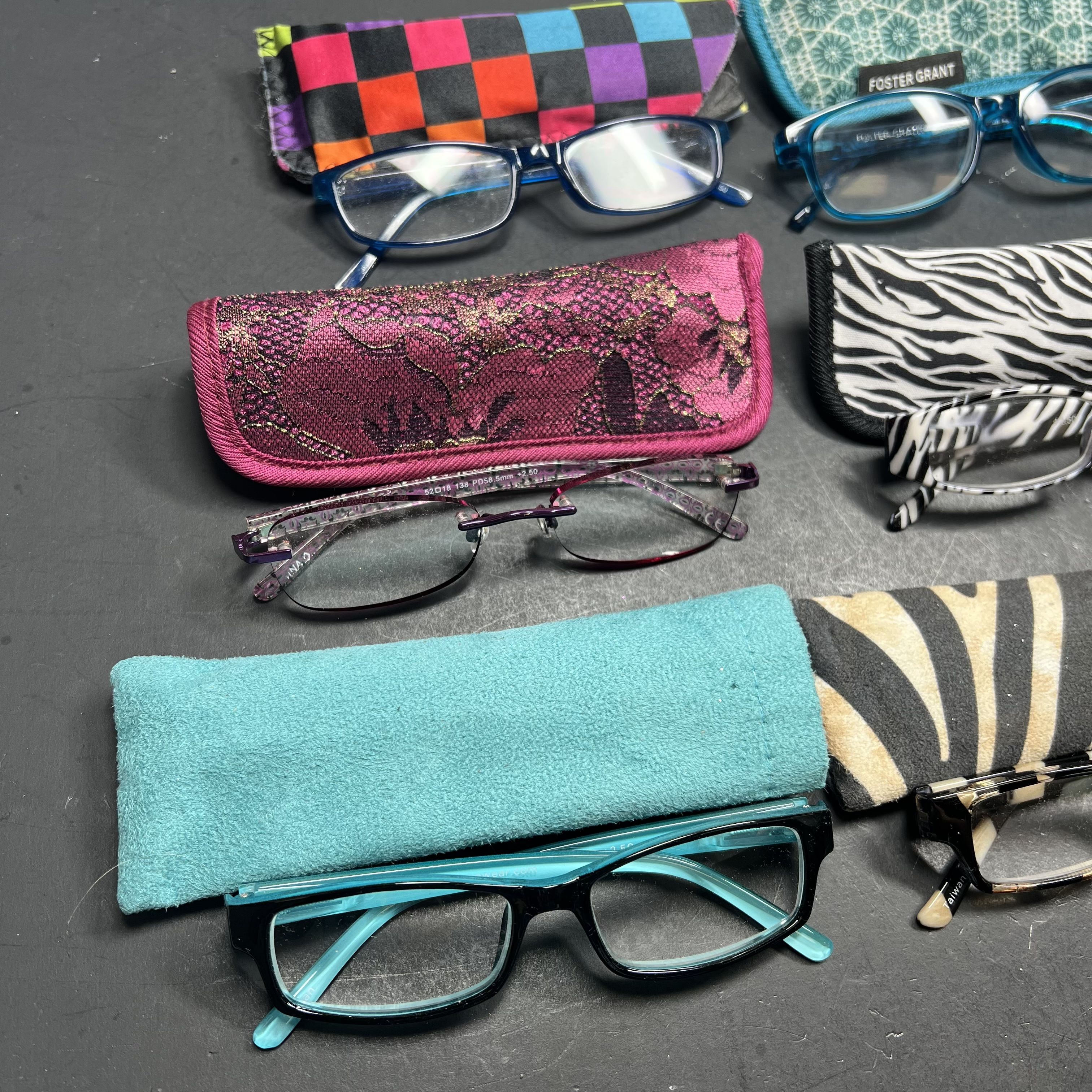 Lot of Assorted Eyeglasses Frames Styles Vary Soft Cases *New Lenses Needed