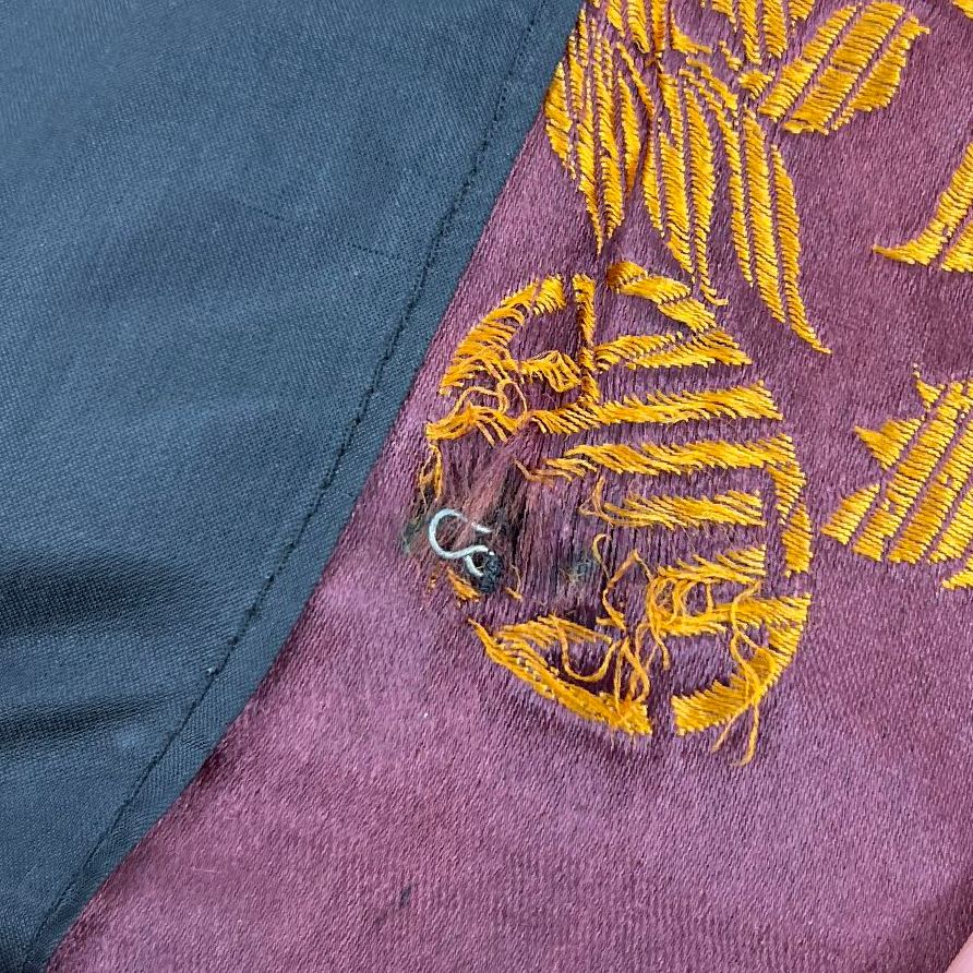 Vintage 60s Chinese Embroidered Brocade Kimono Haori Jacket Burgundy Gold