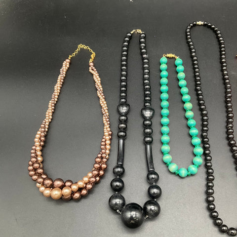 Vintage Costume Jewelry Necklace Lot of 8 Beaded Faux Pearl Crystal Multi-strand