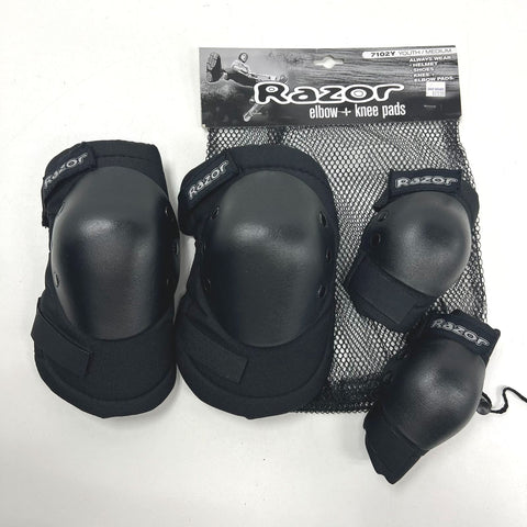 Razor Black Vintage Y2K Protective Elbow & Knee Pads Set Youth Medium