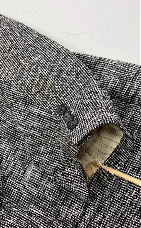 Vintage 80s Oliver Kent Micro Houndstooth Blazer Jacket USA Components Sz 42L
