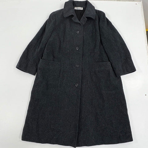 Vintage 80s Alorna Petite Wool Blend Long Overcoat Jacket Made in USA