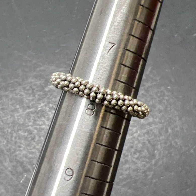 Sterling Silver Beaded Stretch Ring Size 8
