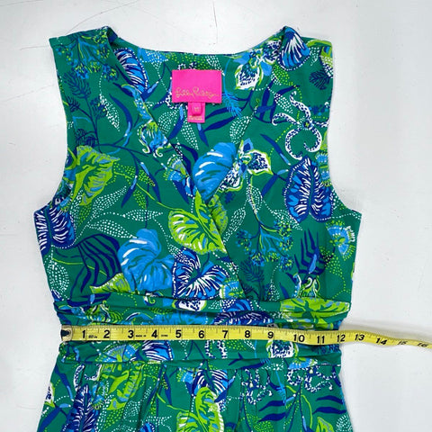 Lilly Pulitzer Women's Hollie Green Tropical Print Hi-Low Maxi Dress S