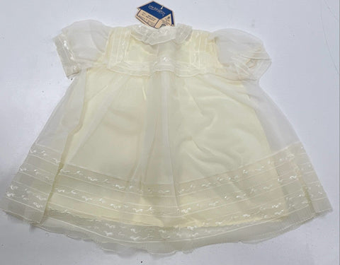 Vintage 50s Little Folks Girls Christening Dress Set Ivory Nylon NWT Boxed