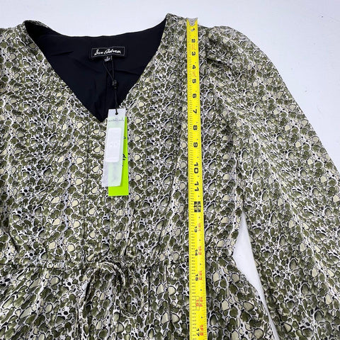 Sam Edelman Women's Mod Printed Mini Dress Green Asymmetrical Hem NWT Size 2