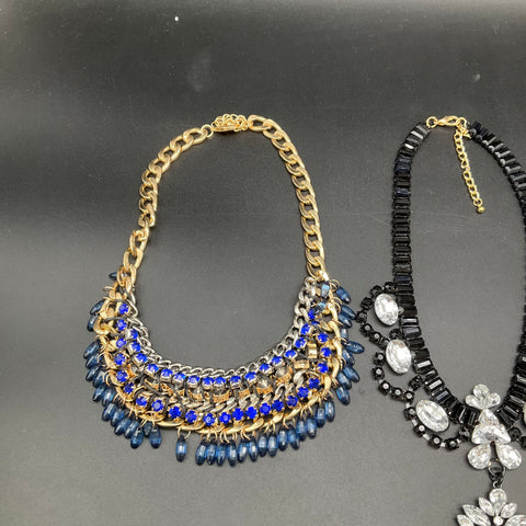 Fashion Statement Necklace Lot of 4 Bib Collar Rhinestone Crystal Beaded