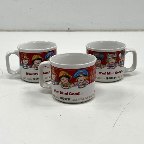 Vintage Campbell's Soup Kids Ceramic Mug Set 3 Pieces M'm! M'm! Good! SOUP
