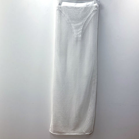 12th Tribe White Fishnet High Slit Rave Festival Skirt Rhinestone Panty Size L
