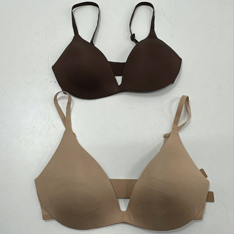 Skims Women's Lot 2 Wireless Super Push-Up Bras Cocoa Clay Sz 30C 32C NWT
