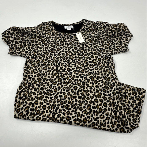Velvet by Graham & Spencer Women's Leopard Print Puff Sleeve Mini Dress NWT Sz M