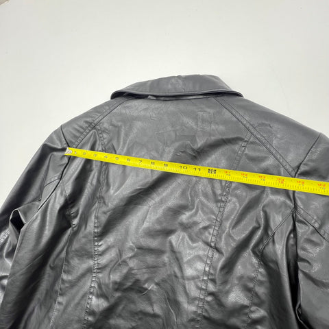 Vintage Y2K Marc Mattis Black Faux Leather Quilted Lined Jacket Women's 1X