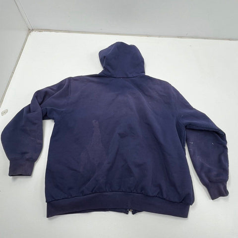 Carhartt Men's J149 Thermal Lined Hoodie Navy Blue Vintage Y2K Workwear 2XL