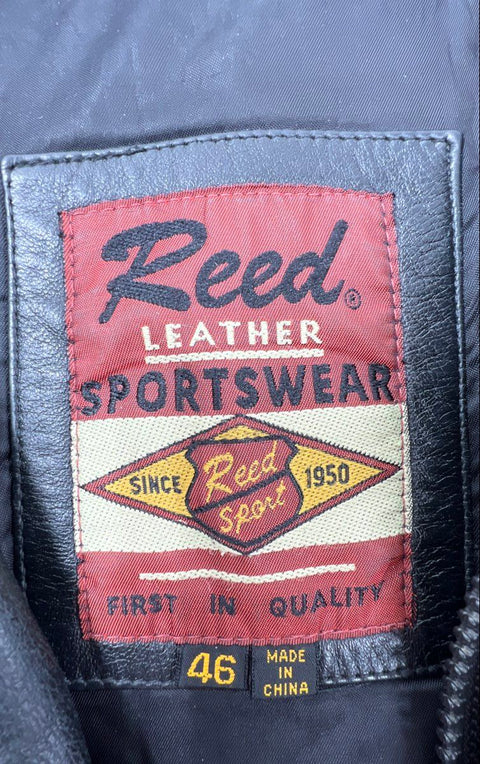 Reed Men's Black Leather Bomber Jacket Vintage Insulated Thinsulate Sz 46