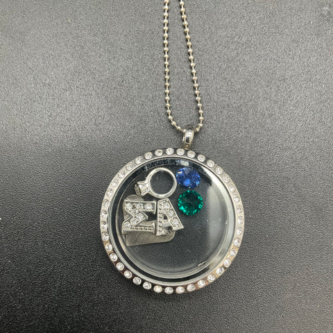 Origami Owl Floating Charm Locket Necklace Lot of 3 Crystal Accented Costume