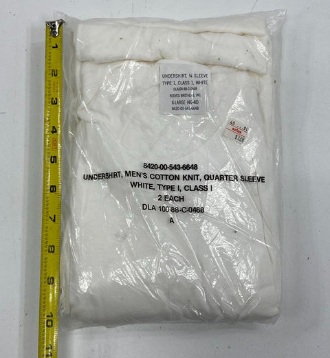 Vintage 80s US Military White Cotton Knit Undershirts 2 Pack NOS Men's XL