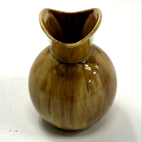 Vintage Studio Pottery Vase Signed EL 59 Mid Century Modern Drip Glaze Ceramic