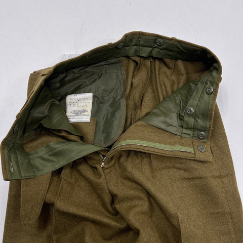 Vintage 1990 Australian Army Wool Dress Pants Pleated Brown Trousers Sz 79R