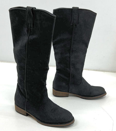 Diba 172602 Black Faux Suede Knee High Riding Boots Women's Size 8M NWT