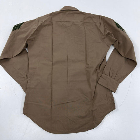 Vintage 1968 US Army Men's Khaki Wool Tropical Long Sleeve Shirt Sz 15 1/2