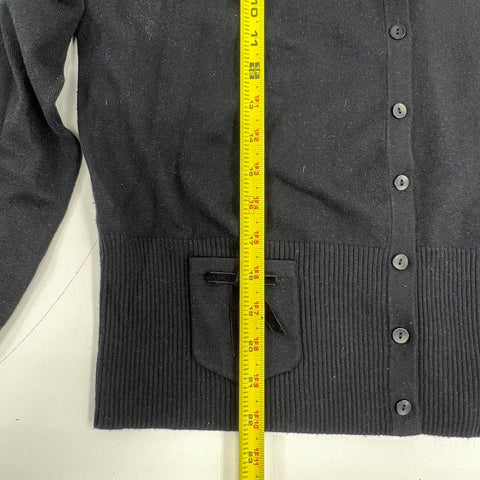 Pendleton Women's Cardigan Black Silk Cashmere Velvet Bow Sz L