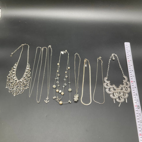 Silver Tone Rhinestone Statement Owl Anchor Necklace Jewelry Lot of 10