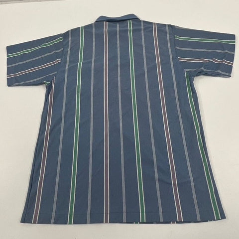 VTG Men's Carriage Trade Arrow Blue Striped Short Sleeve Polo Shirt Size Large