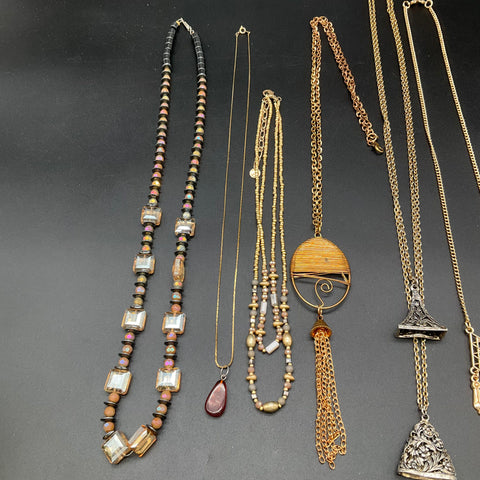 Vintage & Modern Costume Jewelry Lot of 15 Necklaces Statement Beaded Pendant