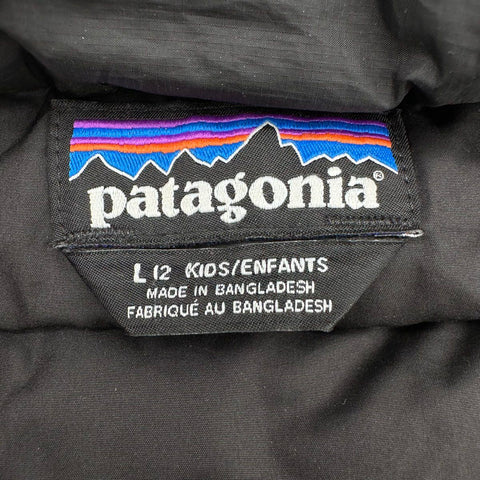 Patagonia Kids Down Sweater Puffer Jacket Black Full Zip Size L 12