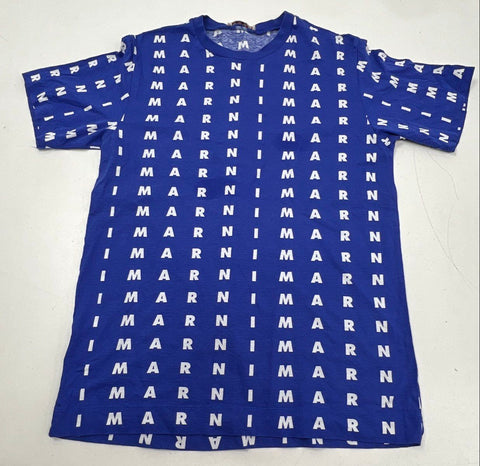 Marni Kids Blue All Over Logo T-Shirt and Sweatpants Jogger Set Sz 14