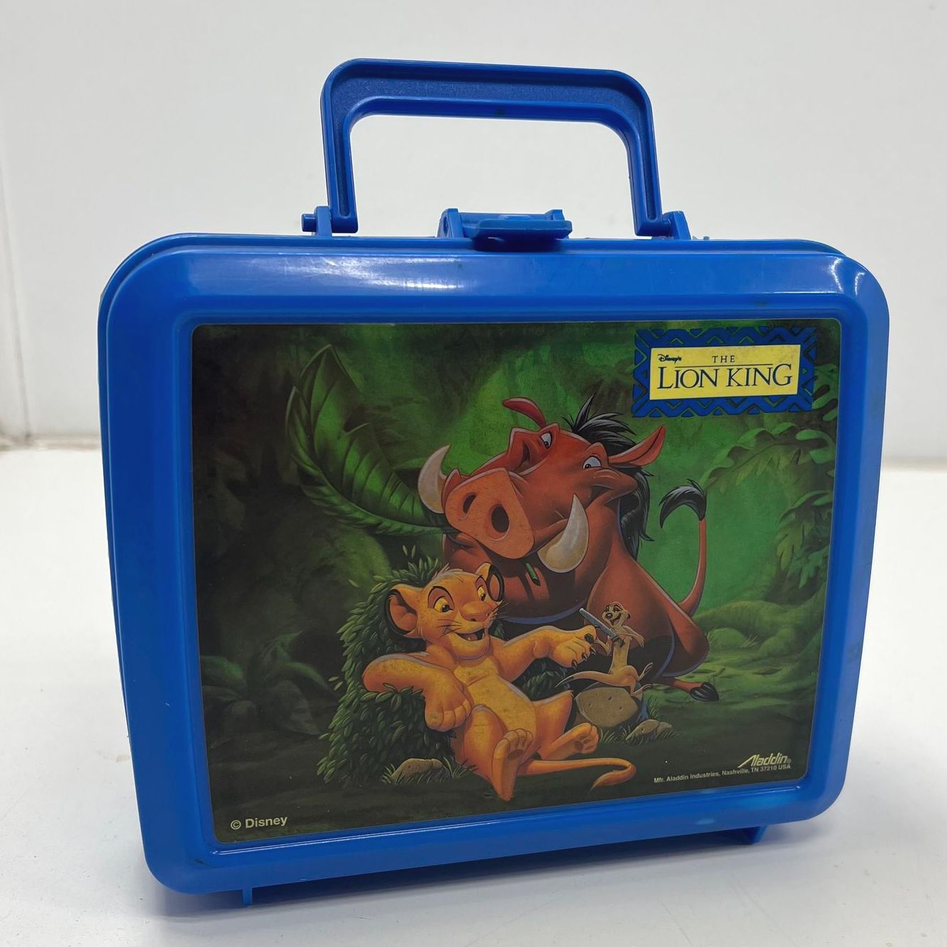 Vintage 90s Disney The Lion King Aladdin Lunchbox with Thermos Blue