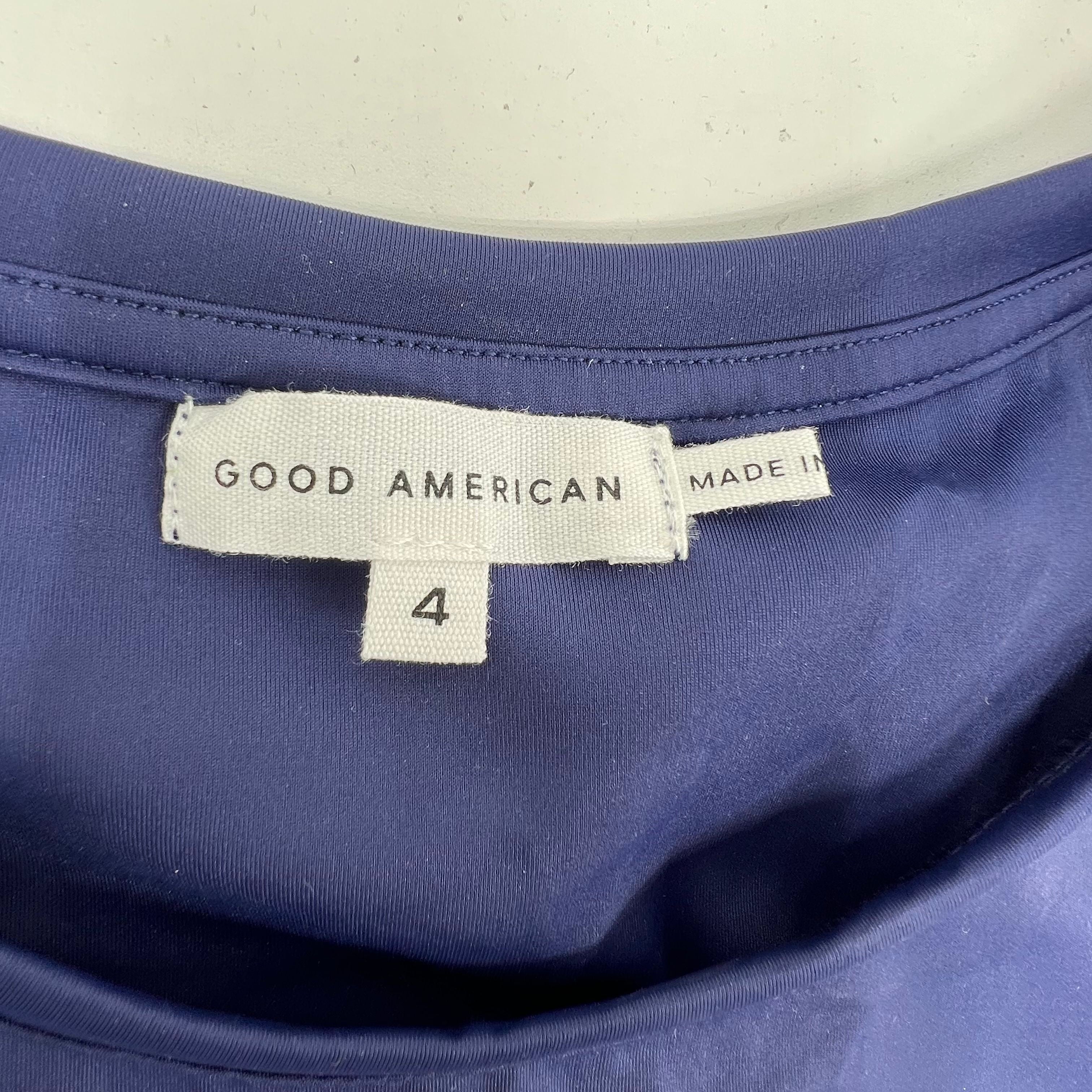 NWT Good American Blue Rinse One Piece Thong Long Sleeve Bodysuit Size 4