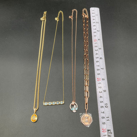 Bomb Party Jewelry Lot of 4 Necklaces Rose Gold Tone Yellow Gold Tone Pendants
