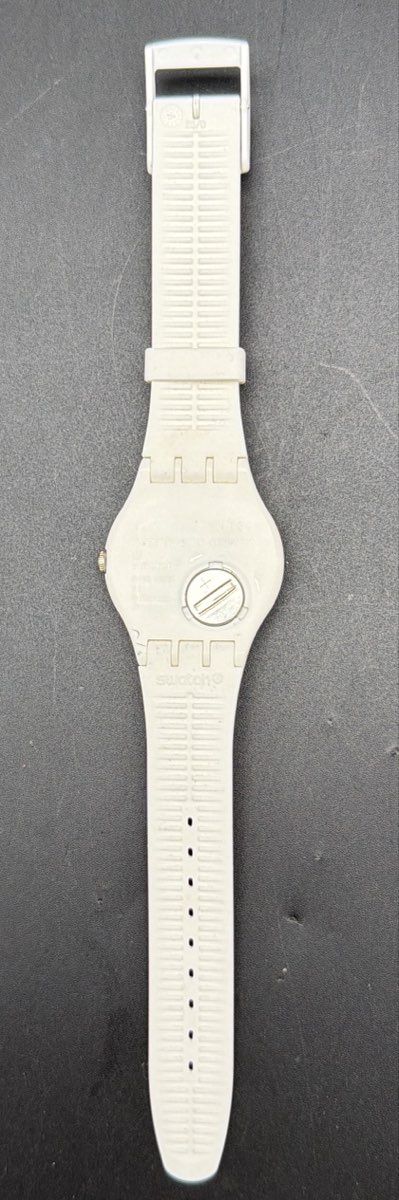 Swatch White Silicone Swiss Quartz Watch Colorful Dial
