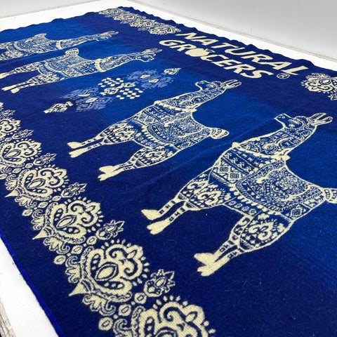 Natural Grocers Llama Blanket Blue Cream Woven Throw Promotional Merchandise