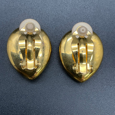SAL Swarovski 1970s-80s Gold Tone Green Pear Cut Clip On Earrings