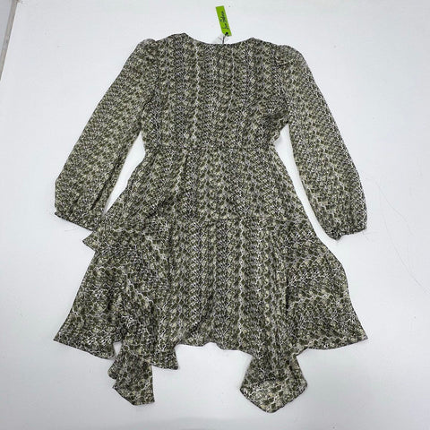 Sam Edelman Women's Mod Printed Mini Dress Green Asymmetrical Hem NWT Size 2