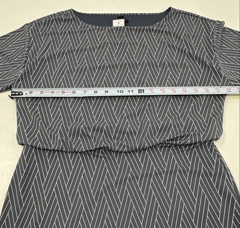 Ann Taylor Women's Gray Geometric Popover Short Sleeve Sheath Dress NWT Sz M