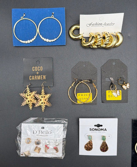 Uncommon James Sonoma Gold Tone Earrings Jewelry Lot 30+ Pairs Hoops Studs Drop