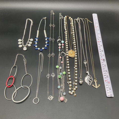 Fashion Jewelry Necklace Lot 10pc Faux Pearl Rhinestone Peace Anchor Pendants