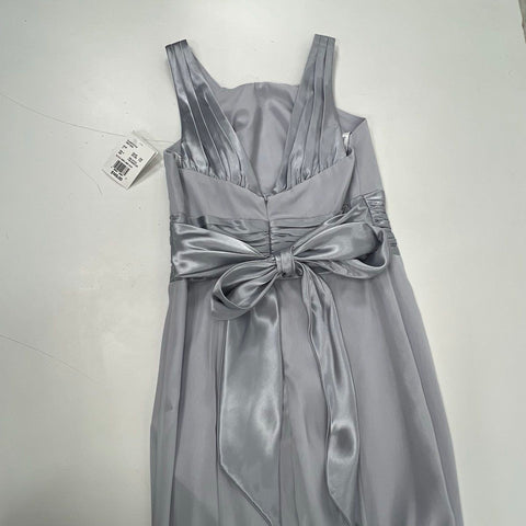 David's Bridal Women's F12732 Bridesmaid Dress Silver Chiffon Long Gown Size 4