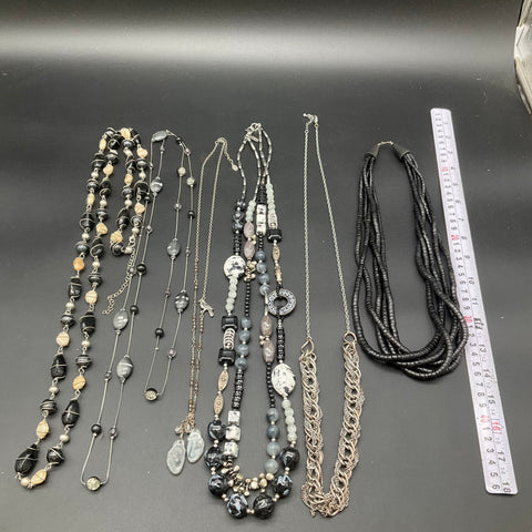 Treska AEV Boho Beaded Statement Necklaces Jewelry Lot of 8 Silver Tone