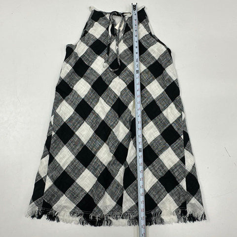 Cloth & Stone Women's Buffalo Check Sleeveless Mini Dress Black White Sz S NWT
