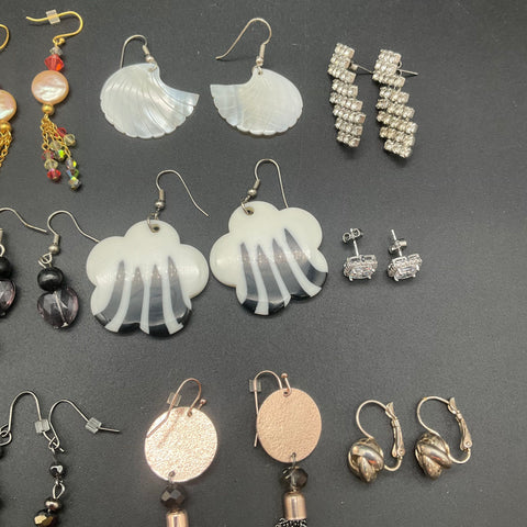 Vintage and Modern Fashion Earrings Jewelry Lot 20 Pairs Rhinestone Dangle Studs