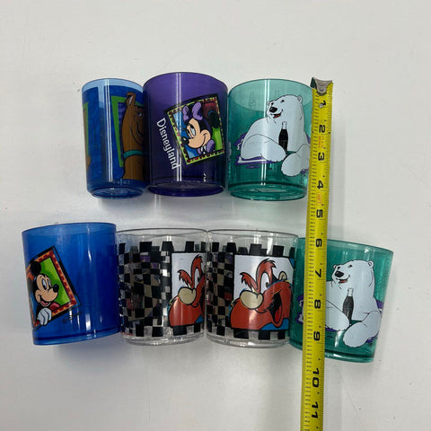 Vintage 90s Character Glasses Lot 7 Coca-Cola Disney Looney Tunes Scooby Doo