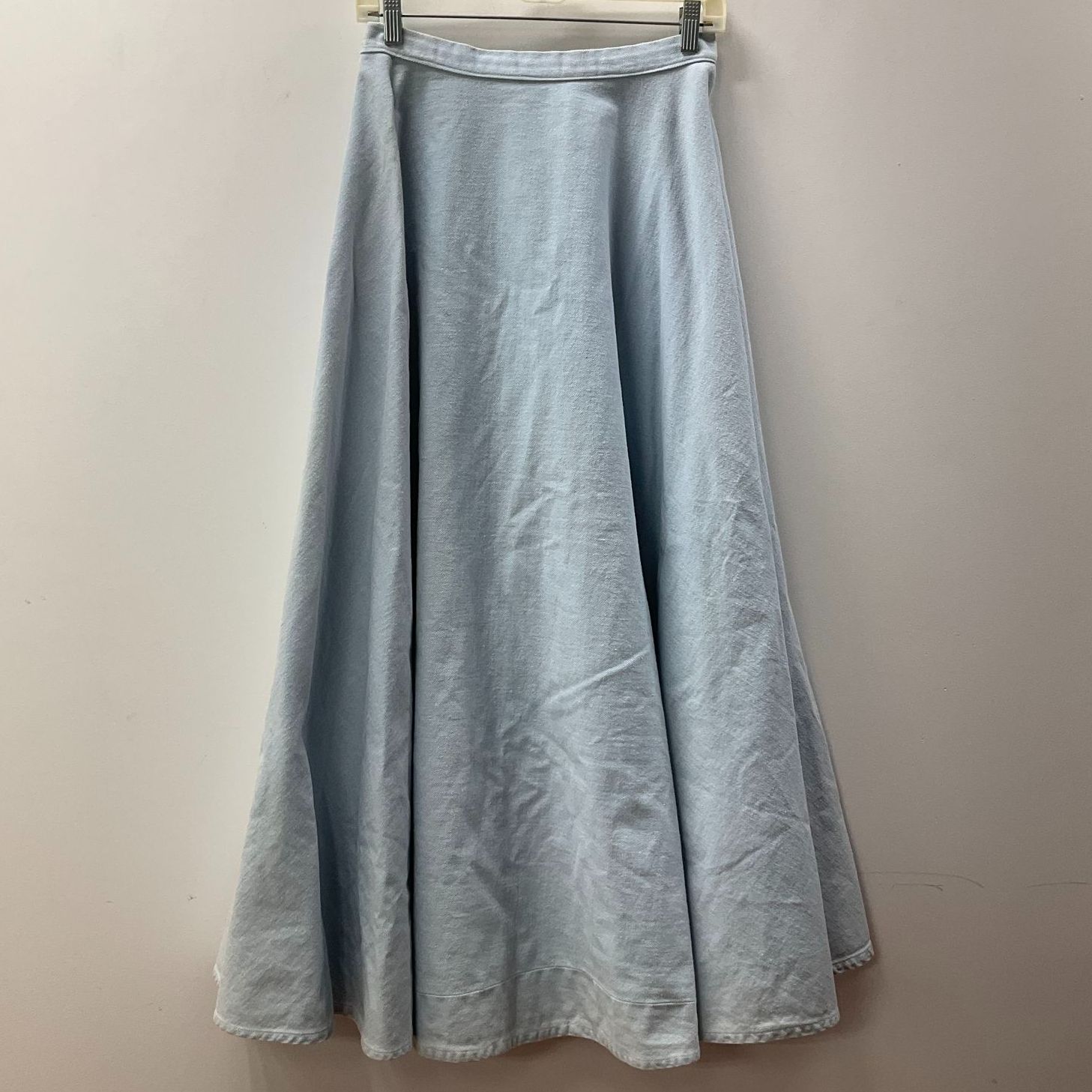 Vintage Handmade Light Blue Denim Twill Circle Full Skirt Women's Size 27" Waist