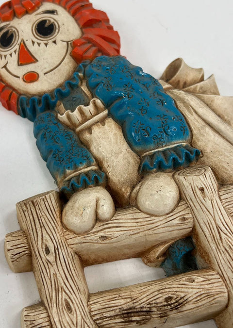 Vintage 1970s Miller Studio Raggedy Ann & Andy 3D Wall Decor Plaque Nursery