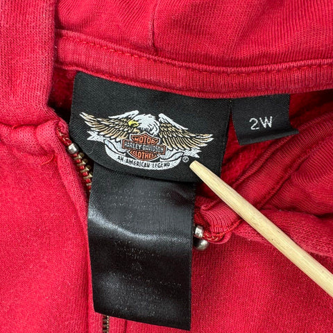 Vintage Y2K Harley-Davidson Rhinestone Script Logo Full Zip Hoodie Sz 2W