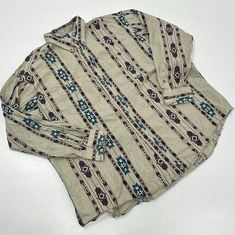 Vintage 90s Wrangler Aztec Southwestern Print Western Button Down Shirt Sz 3X