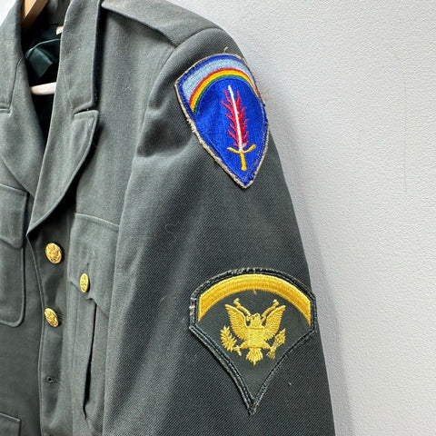 Vintage US Army Dress Jacket SHAEF Patch Technician Rank Uniform Sz 36 Long